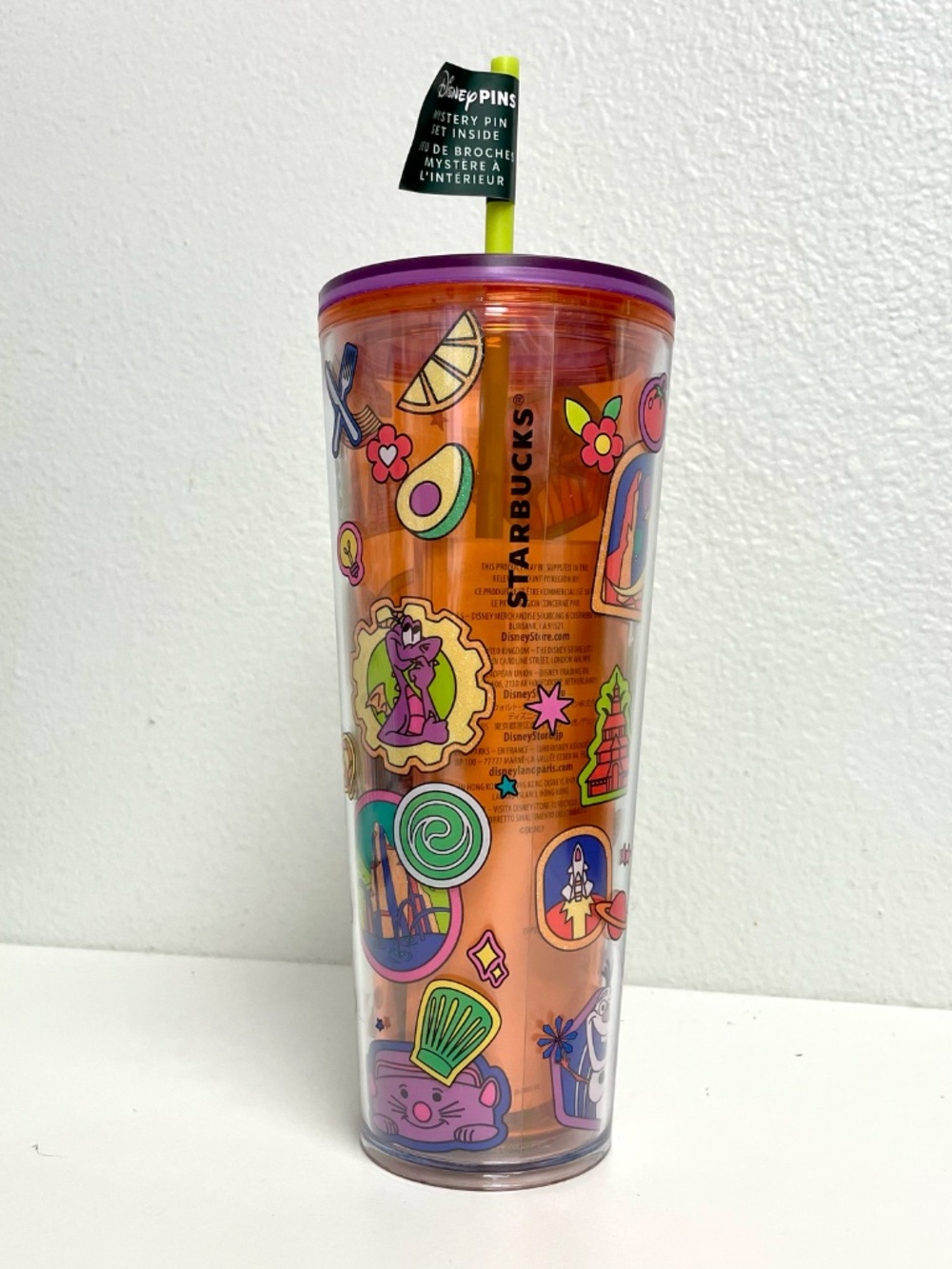 2025 Disney Starbucks EPCOT 24oz Tumbler WITH 2 MYSTERY PINS - NEW - Picture 2 of 3
